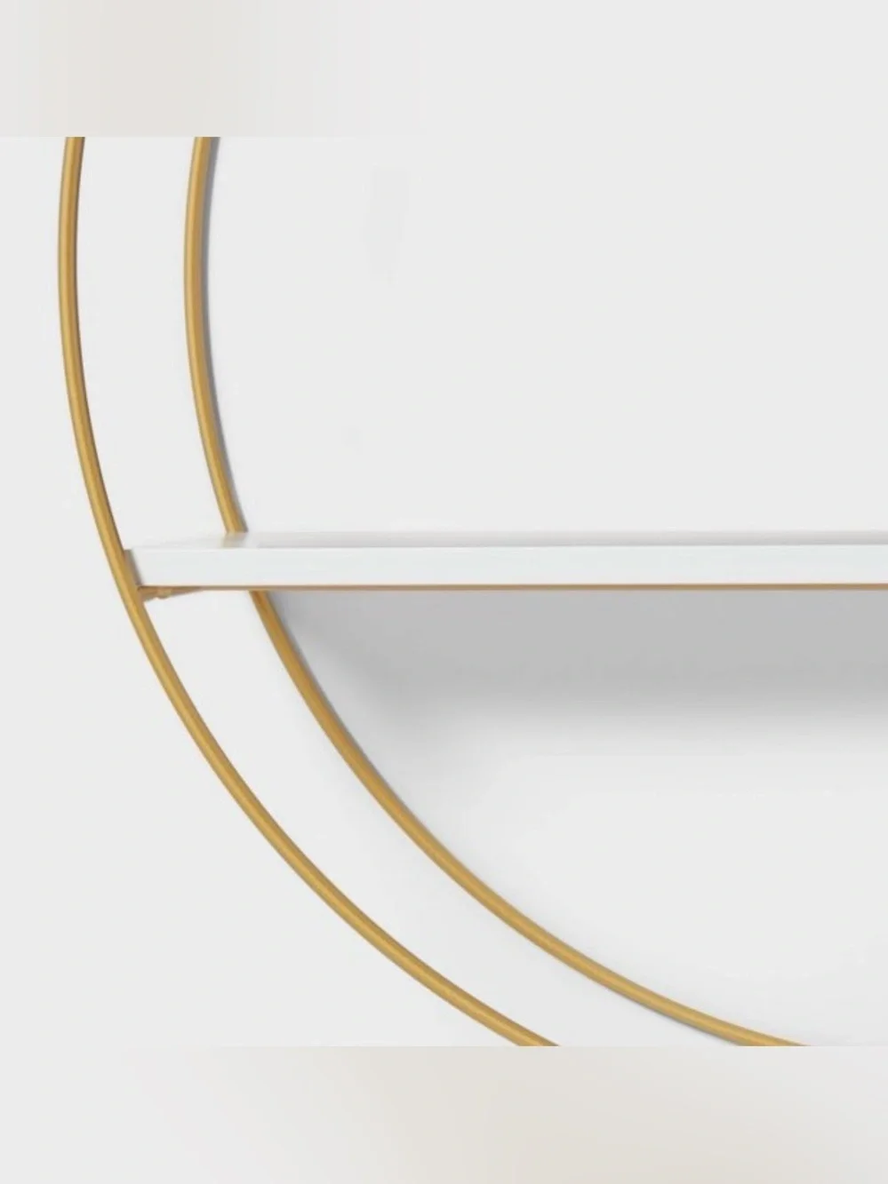 Pillowfort Gold Circular Metal Wall Shelf with White Shelves - NIB